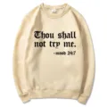 Sweat-shirt beige à col rond pour adultes, impression de slogan tendance, manches longues. - S / Hauts / Kaki