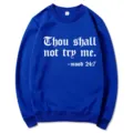 Sweat-shirt col rond bleu à imprimé texte gothique, vêtement streetwear décontracté et stylé. - S / Hauts / Bleu Saphir