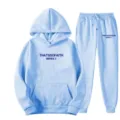 Ensemble sweat à capuche et pantalon de survêtement molletonné bleu clair femme. - S / Haut et Bas / Bleu Clair