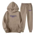 Ensemble sweat à capuche et pantalon de survêtement en molleton kaki, style casual. - S / Haut et Bas / Chameau