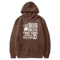 American football graphic print brown hooded sweatshirt casual long sleeve pullover hoodie - 32 / S
