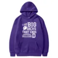 Purple hoodie featuring American football print, cozy fleece lined pullover with pocket. - 34 / S