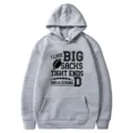 Grey American football graphic print hooded sweatshirt, casual long sleeve warm pullover hoodie. - 35 / S