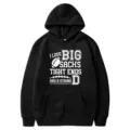 Black American Football Print Hooded Sweatshirt, Casual Loose Pullover Hoodie for Men - 36 / S