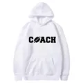 White American football print hooded sweatshirt casual warm loose fashion outerwear tee - 37 / S