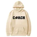Casual American football print hooded sweatshirt, warm fleece pullover with front pocket. - 38 / S