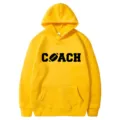 American football print yellow hoodie sweatshirt, cozy casual fleece pullover with pocket. - 39 / S