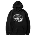Black American football print hoodie long sleeve casual hooded sweatshirt for men women - 9.1 / S