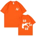 Maglietta arancione unisex a manica corta streetwear stampa grafica top in cotone - XS / Top / Arancione 318