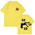 Maglietta gialla a maniche corte casual per uomo e donna con stampa grafica figa sul retro. - XS / Top / Giallo 318