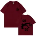 Maglietta Casual Maniche Corte Larga Uomo Donna Rosso Vino Stampa Lettere Top Nuovo - XS / Bordeaux 318