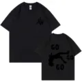 Uomini Donne Casuale Lento Nero T-Shirt Maniche Corte Lettera Stampa Cotone Top Nuovo - XS / Top / Nero 318
