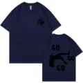 2024 estate nuovo t-shirt stampa lettere oversize casual largo manica corta top unisex blu navy - XS / Top / Blu Notte 318