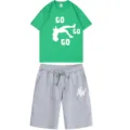 Dark Green Top Gray Pants