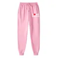 Pink fleece sweatpants featuring slogan letter print, elastic drawstring waist and cuffed ankles. - S / Bottoms / Pink