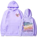 Lässiger, lockerer Kapuzenpullover für Damen mit stilvollem Retro-Buchstaben-Print. - Lavendel