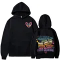 Lässiger schwarzer Kapuzenpullover mit retro inspiriertem Buchstaben-Print für Damen. - S / Oberteile / Schwarz