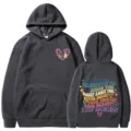 Dunkelgrauer Kapuzenpullover für Damen, lässiger lockerer Pullover mit Retro Buchstaben Print. - Dunkelgrau