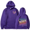 Lila Kapuzenpullover für Damen, lässiger, lockerer Pullover mit inspirierendem Rückendruck. - Lila