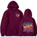 Damen lässiger lockerer Kapuzenpullover mit inspirierendem bunten Buchstaben-Druck in Weinrot. - Burgunderrot