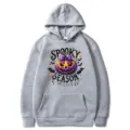 Unisex Halloween Spooky Season Kapuzenpullover Grau Freizeittasche Kapuzen Sweatshirt - S / Oberteile / Hellgrau