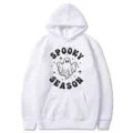Halloween Spooky Season Print White Hoodie me Koukoula Tsepi Makry Maniki Top - S / Tops / Λευκό