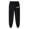 Men's or women's black fleece jogger sweatpants with letter print casual drawstring pants - S / Bottoms / Black