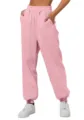 Women high waist pink sweatpants casual cozy joggers with deep pockets for daily wear. - S / Bottoms / Pink
