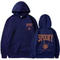 Sweat a capuche bleu fonce Halloween spooky squelette impression manches longues pour tous - S / Hauts / Bleu marine