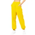 Women's high-waisted loose yellow sweatpants, comfortable casual joggers with pockets. - S / Bottoms / Yellow