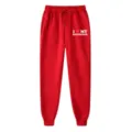 Red drawstring sweatpants with letter print, casual sportswear for women variant. - S / Bottoms / Red (Boyfriend Style)