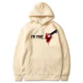 Sweat à capuche imprimé Halloween avec motif de couteau et poche kangourou tendance. - S / Hauts / Kaki