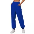 Women's high waist royal blue sweatpants, casual loose comfortable joggers with deep pockets. - S / Bottoms / Blue