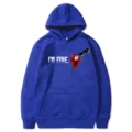 Sweat à capuche bleu avec imprimé graphique d'Halloween, pull à manches longues. - S / Hauts / Bleu