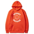 Orangefarbener Halloween Spooky Season Geist Druck Taschen Kapuzenpullover für Damen - Orange