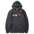 Sweat a capuche gris fonce avec motif de couteau d'Halloween et poche, style streetwear. - S / Hauts / Gris Foncé Slogan