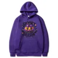 Lila Halloween Kapuzenpullover mit Kürbis Print für Damen und Herren mit Vordertasche - S / Oberteile / Lila