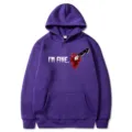 Sweat à capuche violet manches longues Halloween imprimé couteau sanglant sweat M - S / Hauts / Violet
