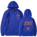 Sweat à capuche bleu à manches longues unisexe avec imprime squelette effrayant streetwear style. - S / Hauts / Bleu