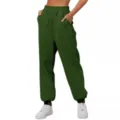 Women high waist loose green sweatpants casual joggers with pockets comfortable activewear - S / Bottoms / Dark Green