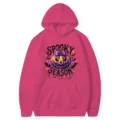 Rosa Halloween Kürbis Grafik Kapuzenpullover Variante, Langarm Hoodie mit praktischer Tasche. - S / Oberteile / Fuchsia