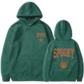 Sweat à capuche vert foncé avec imprimé squelette effrayant et texte tendance. - S / Hauts / Vert foncé