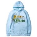 Sweat à capuche de Noël décontracté pour hommes et femmes, pull à manches longues bleu clair. - S / Hauts / Bleu Clair