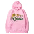 Sweat à capuche rose avec imprimé de Noël, pull à manches longues décontracté pour tous. - S / Haut (311) / Rose