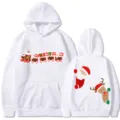 Sweat à capuche imprimé Noël blanc, pull décontracté unisexe pour automne hiver. - S / Hauts / Blanc (311)