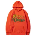 Sweat à capuche orange de Noël avec impression de lettres festives, sweat-shirt décontracté. - S / Hauts / Orange