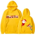Sweat-shirt à capuche imprimé Noël jaune, pull à manches longues pour hommes et femmes. - S / Hauts / Jaune (311)