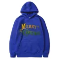 Sweat à capuche bleu imprimé de Noël pour hommes et femmes, pull streetwear décontracté. - S / Hauts / Bleu