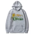 Sweat a capuche de Noel gris homme femme imprime de lettres festives pull a manches longues M - S / Hauts / Gris clair