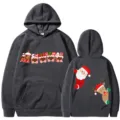 Sweat-à-Capuche Gris Sombre Noël Manches Longues Pullover avec Imprimé Père Noël Homme Femme - S / Hauts / Gris Foncé (311)